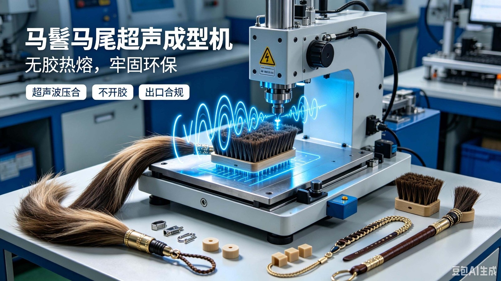 无胶环保定型：马鬃马尾超声一体成型机，动物...