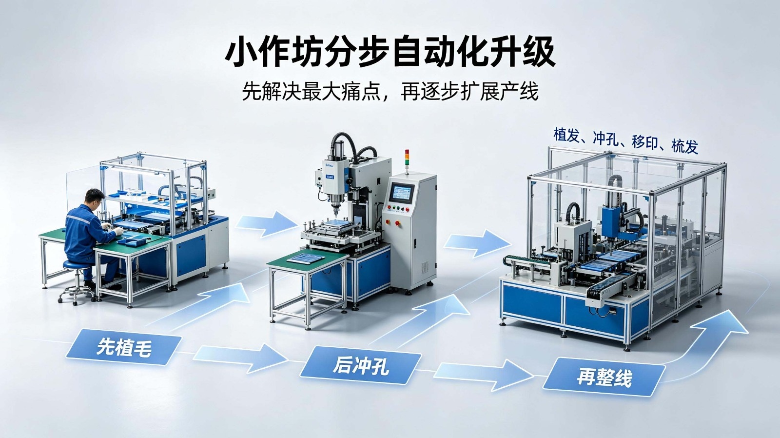 小型作坊不用整线采购，按需单件添置自动化设备